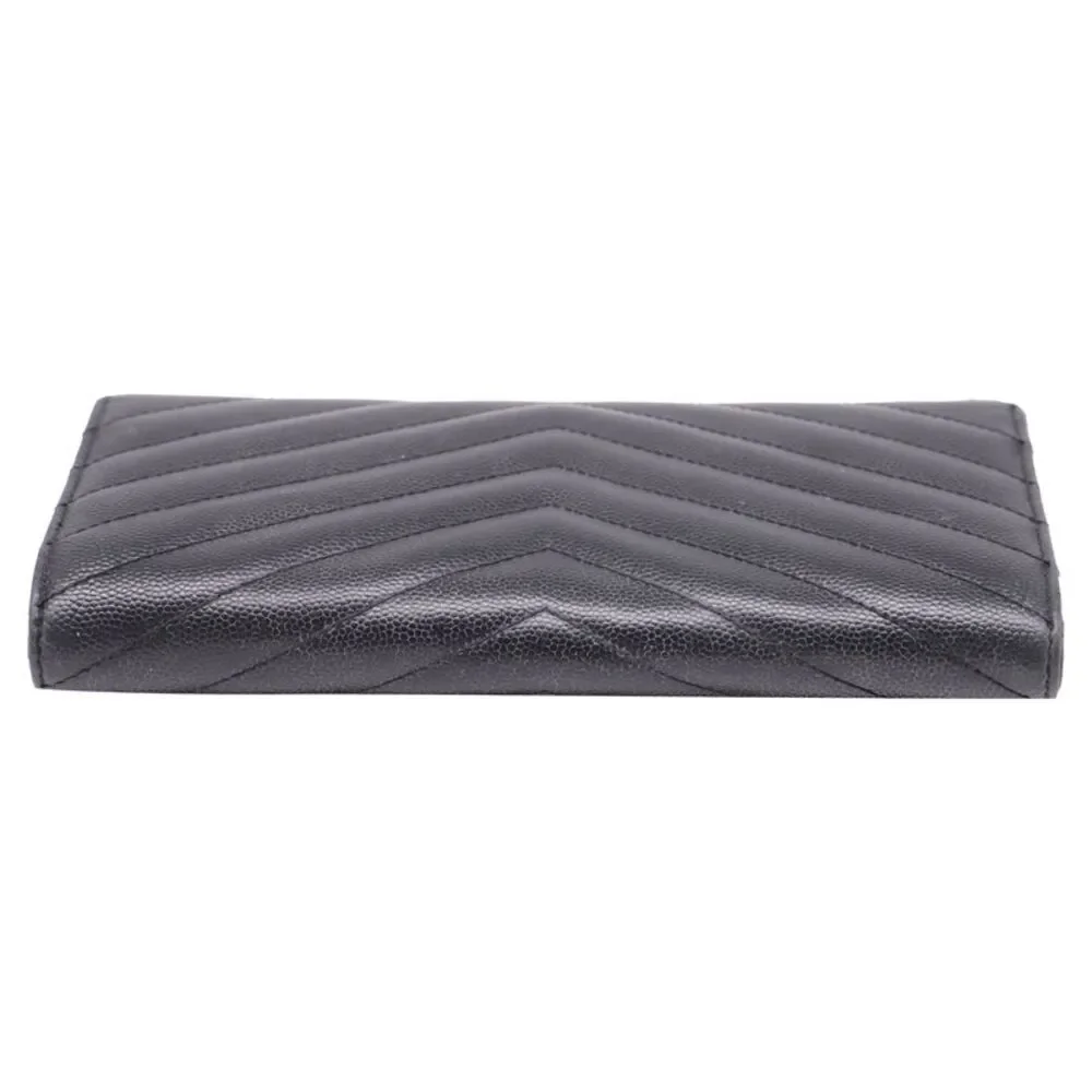 Saint Lauren Large Cassandre Quilted Flap Wallet in Black Lamb Leather - Picture 7 of 10